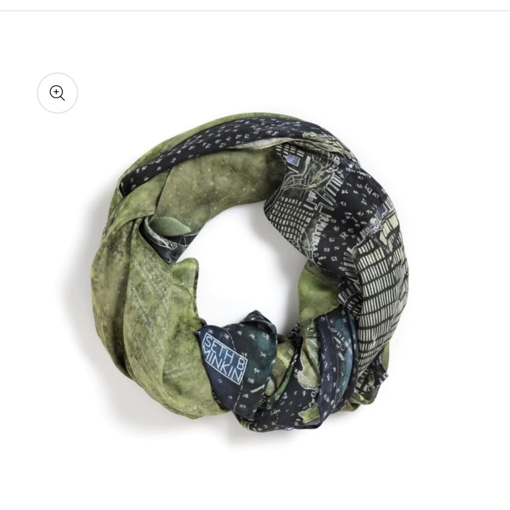 Seth B mink in NY skyline scarf.